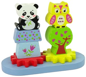 Lean Toys Drevený farebný triedič – Panda a Sova