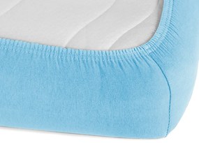 Jersey napínacie prestieradlo na vysoký matrac JR-017 Azúrovo modré 160 x 200 - výška 30 cm