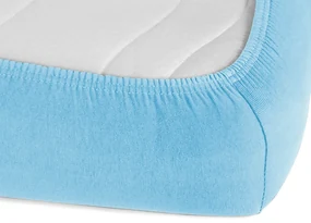 Jersey napínacie prestieradlo na vysoký matrac JR-017 Azúrovo modré 100 x 200 - výška 30 cm