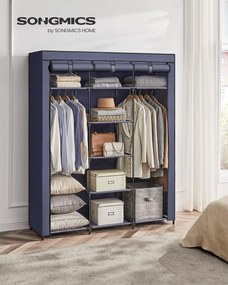 Textilná šatníková skriňa 150 cm tmavomodrá