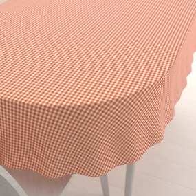 Biante Dekoračný oválny obrus Rebeka RE-006 Oranžovo-biela kocka malá 100x140 cm