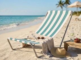 Skladacie plážové ležadlo SAND, tyrkysové pruhy