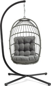 Skládací závěsné houpací křeslo Houseland Malta šedé