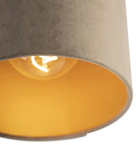 Stropné svietidlo s taupe zamatovým tienidlom so zlatom 20 cm - Combi čierne