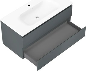 Mexen Orio, kúpeľňová skrinka 100 cm s umývadlom Vela, 2 zásuvky, grafitová matná/biela matná, 91A10-10047-2-BFF66-W23M01