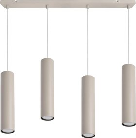 Závesné svietidlo Tuba, 4x béžové kovové tienidlo