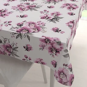 Biante Bavlnený obdĺžnikový obrus Sandra SA-623 Lila orchidey na bielom 50x100 cm