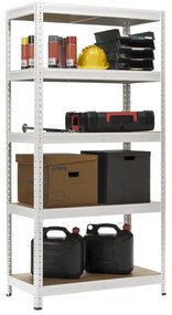 Policový regál 1800x900x450mm, nosnost 2150kg, bílý | AKCE RH45-5 BILA