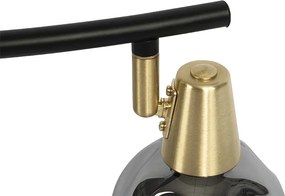 Art Deco stropné svietidlo zlaté s dymovým sklom 4-svetlo - Vidro