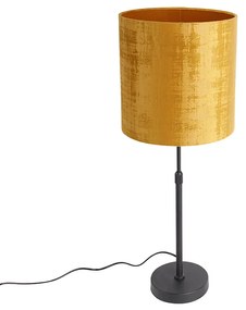Stolná lampa čierna zamatový tienidlo zlatá 25 cm nastaviteľná - Parte