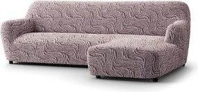 Bielastické poťahy BRILLANTE hnedé sedačka s otomanom vpravo (š. 170 - 300 cm)