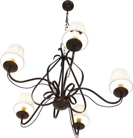 Lustr hnedý s plisovaným krémovým tienidlom 5-svetlo - Giuseppe