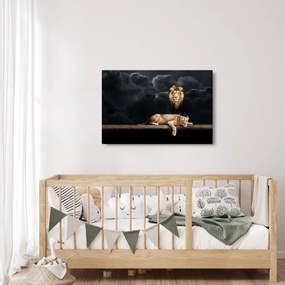 Obraz - Lev a levice v oblakoch (90x60 cm)