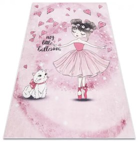 BAMBINO 2185 umývací koberec Balerína, mačička pre deti protišmykový - ružová Veľkosť: 140x190 cm
