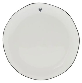 Cake Plate  White/edge Black 16 cm
