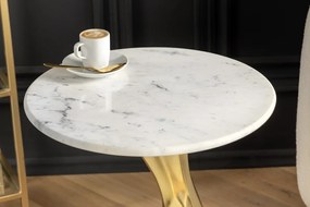 Príručný stolík TEAR 60cm zlatobiely mramor