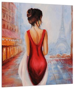 Obraz ženy a Eiffelovej veže (30x30 cm)