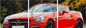Obraz - červený Mercedes (s hodinami) (90x30 cm)