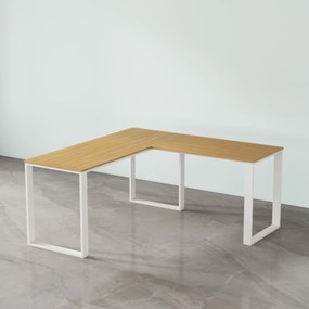 Rohový kancelářský stůl Houseland Nuvia Home 03 160 cm dub/bílý