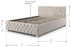InternetovaZahrada Čalúnená posteľ Nizza 180x200 cm - béžová