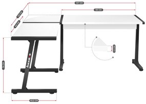 Rohový PC stolík Hyperion 6.0 (čierna + biela). Akcia -20%. Vlastná spoľahlivá doprava až k Vám domov. 1087516