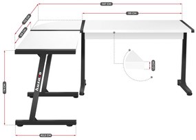 Rohový PC stolík Hyperion 6.0 (čierna + biela). Vlastná spoľahlivá doprava až k Vám domov. 1087516