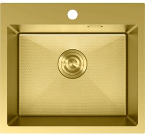 Mexen Solix, 1-komorový nerezový drez 500 x 450 mm, brúsená zlatá, vzor voština, 6402501000-55HC