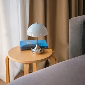 Louis Poulsen Prenosná lampa Panthella 160 V3 Opal Bluegrey/Chrome