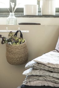 IB LAURSEN Jutový košík Black Strap Round Vysoký