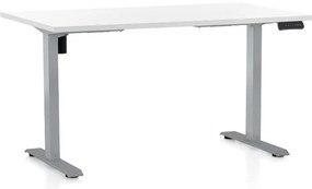 Výškovo nastaviteľný stôl OfficeTech B, 120 x 80 cm, sivá podnož, biela