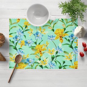 Biante Teflónové prestieranie na stôl TF-082 Žlto-modré ľalie na mintovom 35x45 cm