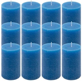 Modrá parafínová sviečka rustikálna 11,5 cm, 40 h, sada 12ks