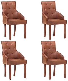 Jedálenské stoličky 4 ks hnedé pravá kozia koža