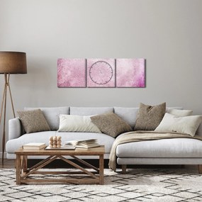 Obraz - Mandala v ružovej stene (s hodinami) (90x30 cm)