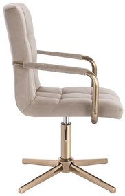LuxuryForm DESIGN Stolička VERONA GOLD VELUR na zlatom kríži - latte