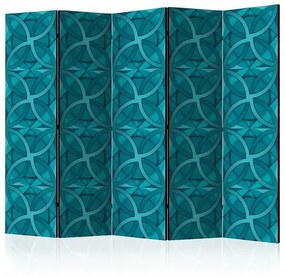 Paraván - Geometric Turquoise II [Room Dividers] Veľkosť: 225x172, Verzia: Obojstranný