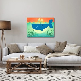 Obraz - Veselá veľryba v mori (70x50 cm)