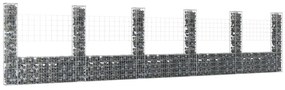 Železný gabiónový kôš v tvare U so 6 stĺpmi 620x20x150 cm