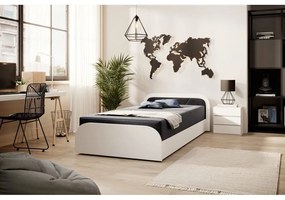 Biela/tmavosivá čalúnená/z drevotriesky jednolôžková posteľ s úložným priestorom s matracom 80x190 cm Parys – ELTAP