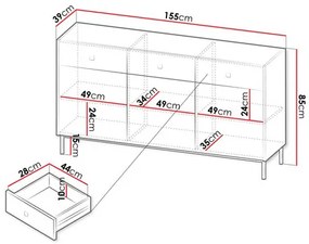 Komoda Probazzo 3D3SZ (čierna + zlatá) . Vlastná spoľahlivá doprava až k Vám domov. 1103670