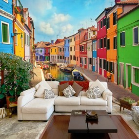 Artgeist Fototapeta - Colorful Canal in Burano Veľkosť: 100x70, Verzia: Premium