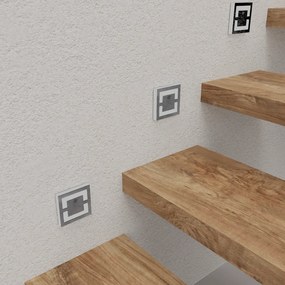 Schodiskové LED svietidlo Quadro, 1x LED 0,6w, 3000k, s, pohybový senzor
