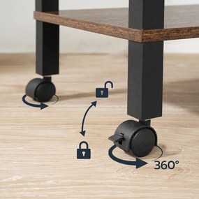 Pojízdný kancelářský regál Vasagle Pipewood 38 cm hnědý/černý