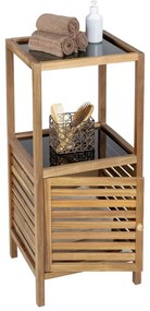 Čierna/v prírodnej farbe nízka/úzka kúpeľňová skrinka z masívu akácie 39,5x86 cm Fondi – Wenko