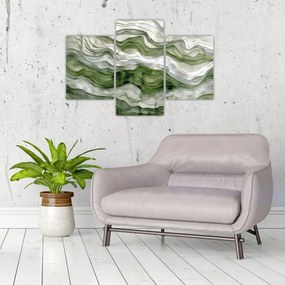 Obraz - Zelenobiele vlnky (90x60 cm)