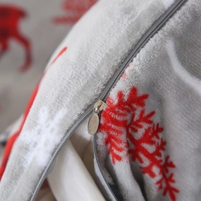 Súprava mikroplyšových obliečok MERRY CHRISTMAS DEER sivé + obliečka mikroplyš SOFT 180x200 cm biele, dvojlôžko