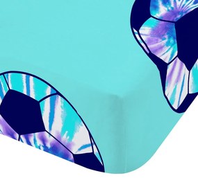 Tyrkysová napínacia detská plachta na jednolôžko 90x190 cm Tie Dye Football – Catherine Lansfield