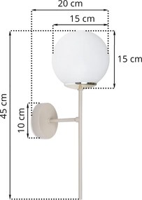 Nástenné svietidlo Florence, 1x biele sklenené tienidlo, be/g