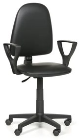 Dielenská pracovná stolička na kolieskach TORINO s podpierkami rúk, permanentný kontakt, pre mäkké podlahy, čierna