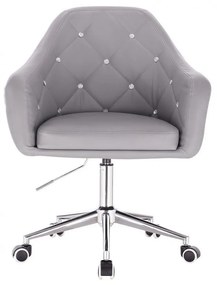 LuxuryForm DESIGN Kreslo ROMA na striebornej podstave s kolieskami - šedé